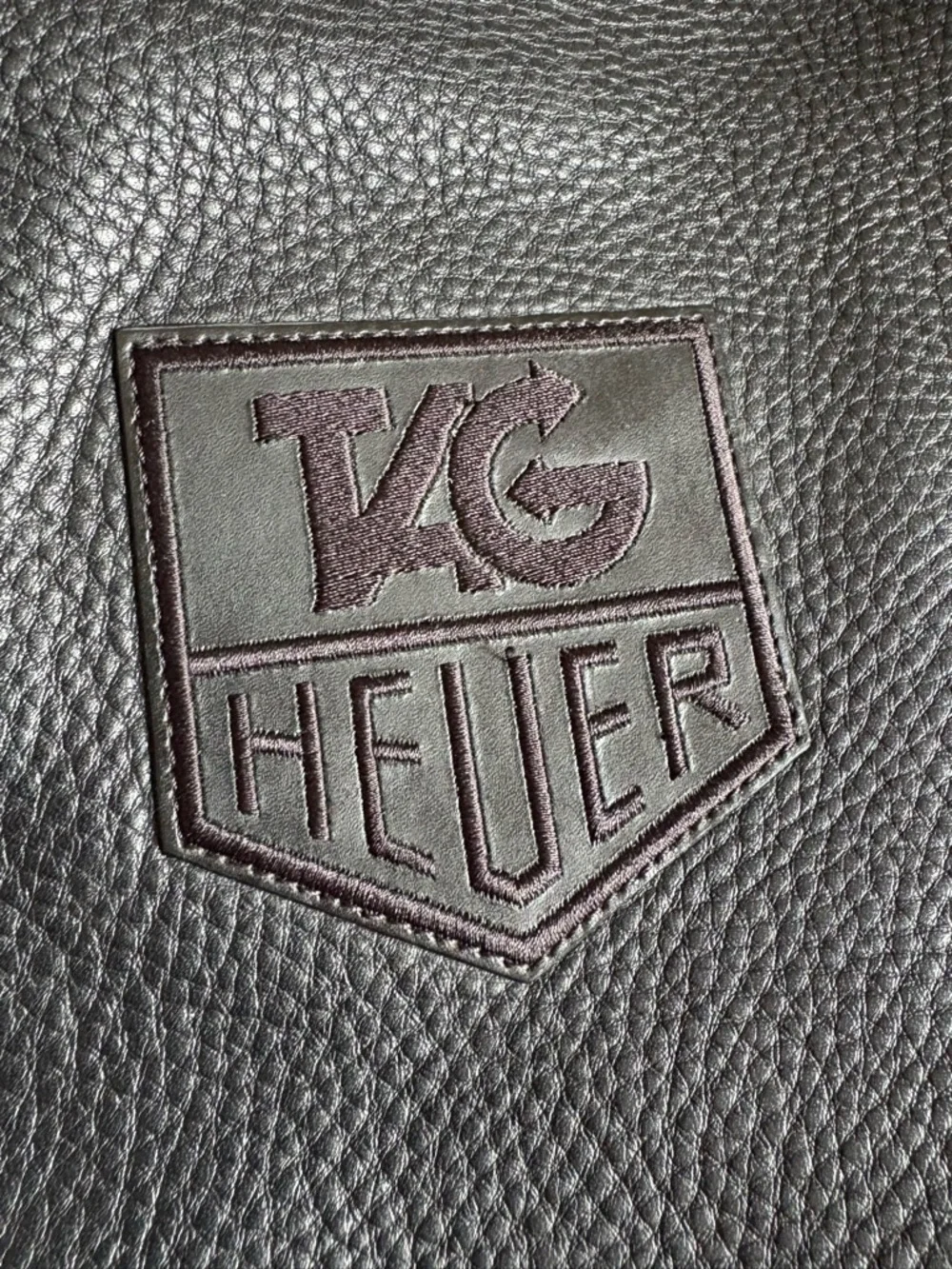 Tag Heuer Crossbody messenger bag pebbled leather luxury black Men’s